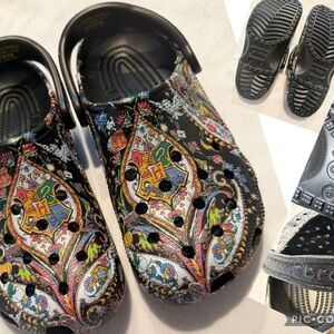 CROCS Black Multicolor Paisley Women's Shoes